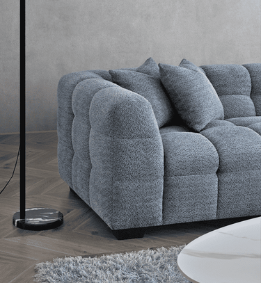 Aluxo Tribeca Corner Sofa - Premium Iron Boucle with Channel Stitching - UK Luxury Furniture